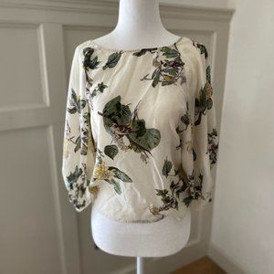 Anthropologie Lil Silk Floral Blouse, Size 0